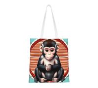 PEGQCVAM The silent monkey Totes.Printed Canvas Tote Bag.Lightweight Heavy Duty Polyester, Dual Handles for Everyday Use.