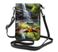Pegqcvam Waterfall Views Small Cell Phone Purse, Floral Print Crossbody Bag, Pu Leather Mini Wallet With Shoulder Strap, Secure Magnetic Closure.