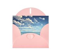 PEGQCVAM White clouds over the sea Greeting card.Pink Luxury Pearlescent Greeting Card, Premium Cardstock for All Occasions