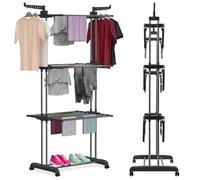 pegs it Large Clothes Airer 170 X 74 X 49cm| 4-Tier Laundry Drying Rack Indoor & Outdoor |Stainless Steel Space-Saving Clothes Dryer with Wheels | Foldable Design with 35kg Capacity