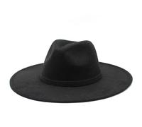 Pegsmio 9.5CM Big Wide Brim Imitation Wool Fedora Hat For Women Winter Elegant Jazz Church Hats