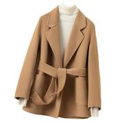 Pegsmio Autumn Winter Double-Sided Cashmere Coat Women's Short Slim solid Wool Coat