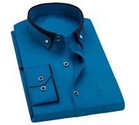 Pegsmio Men's Business Dress Shirt Spring Autumn Formal Button Down Collar Dress Shirts