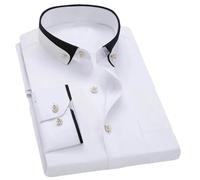 Pegsmio Men's Business Dress Shirt Spring Autumn Formal Button Down Collar Dress Shirts White