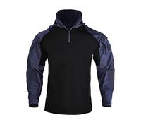 Pegsmio Men's Military Hoody Shirt Combat Uniform Camouflage Hooded Long Sleeve Work Clothes Blue XL
