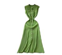 Pegsmio Women Summer Fashion O-Neck Single-Breasted Knitted Long Dress Elegant Party Dress