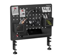 PEGZONE Clamp-on Desk Pegboard, Desk Organizer for Office Gaming Home, Magnetic Metal Peg Board with 10 Accessories, Privacy Panel for Office, 16.5" x 12.6", Medium, Black