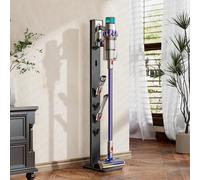 PEGZONE Floor Vacuum Stand, Stable Metal Storage Bracket Holder Stand Compatible for Cordless Vacuums Dyson Gen5 V15 V12 V11 V10 V8 V7 V6, vacuum cleaner stand holder with 4 Hooks, Black