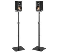 PEGZONE Height Adjustable Speaker Stands Pair, 33.4"-44.0", Black | Holds up to 5kg (11lbs), Surround Sound Speaker Stands, Cable Management, Stable Base, Easy Assembly