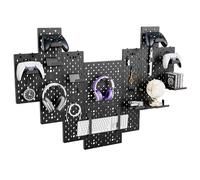 PEGZONE Plastic Controller and Headphone Holder Wall Mount Rack, 14pcs, Black - Gaming Accessories Organization