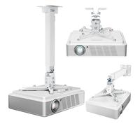 PEGZONE Projector Ceiling Mount with Extension Pole, Wall&Ceiling Adjustable Bracket 3-in-1, Universal Projector Holder for Home Theater & Office, 44lbs, Compatible with Epson/Optoma, White