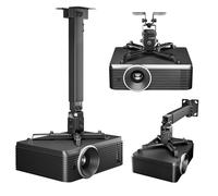 PEGZONE Projector Ceiling Mount with Extension Pole, Wall&Ceiling Adjustable Bracket 3-in-1, Universal Projector Holder for Home Theater & Office, 44lbs, Compatible with Epson/Optoma, Black