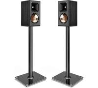 PEGZONE Speaker Stands Pair, 30" Fixed Height, 55lbs Weight Capacity | 11.8" Base, Cable Management, Freestanding Speaker Floor Stand for Surround Sound, Tempered Glass Base