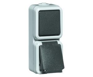 Peha Combination Switch Socket Waterproof IP54 Grey - 00307611