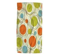 Pehede 60S Retro Orange Hand Towel Blue and Light Green Repeating Colorful Circle Soft Guest Face Bath Towel Bathroom Decorations Thin Kitchen Tea Dish Towels 15 x 30 inch