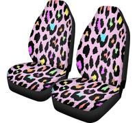 Pehede Car Seat Cover Pink Leopard Print Front for Cars, Easy to Install Cover Set, Accessories Auto Trucks Van SUV,2 Packs