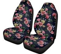 Pehede Car Seat Cover Pink Yellow Roses Front for Cars, Easy to Install Cover Set, Accessories Auto Trucks Van SUV,2 Packs