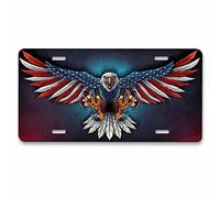 Pehede Front License Plate Flying Eagle with Wings The Color of The American Flag Aluminum Metal 6X12 Inch