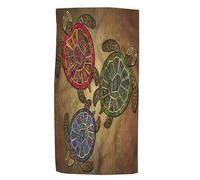 Pehede Three Turtles Hand Towel for Bathroom Animal Ornamental Background in Ethnic Style Decorative Bath Towels Soft Absorbent Kitchen Hand Towels for Home Kitchen Bathroom Decor 15x30 in