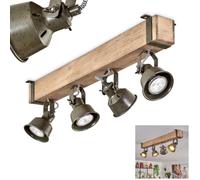 Pehefito Ceiling Light, Modern Ceiling lamp Made of Metal/Wood in Black/Natural/Green-Grey, Ceiling Light in Industrial Design with Adjustable Shades, 4-Light, 4 x GU10 Without Bulbs