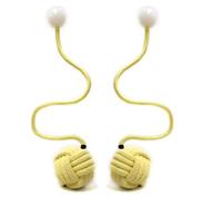 PEHHAH Static Fire Poi - 100% Kevlar 4 * 4 inch Monkey Fist Wick Head - Silicone Knobs Great Balance - Perfect for Slow Spinning Throws and Juggling (24 inch)