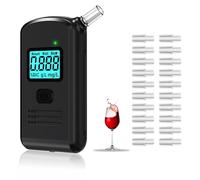 PEHTIY Breathalyzer & Alcohol Tester with 20 Mouthpieces, Professional Breathalysers Portable Alcohol Breath Tester with Digital Blue LCD Display