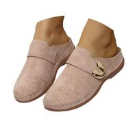 peiaclkde Leather Clogs For Women Ladies Closed Toe Low Wedge Mules Slip On Backless Orthopedic Slippers Wide Fit Lightweight Mules Platform Sliders Wedge Heel Walking Sandals Summer Beach Shoes