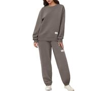 peiaclkde Lounge Wear Sets For Women Uk Tracksuit Womens Full Set Crew Neck Long Sleeve Tops Bottoms Gym Sets For Women 2 Piece Jogging Suit Autumn Winter Matching Tracksuit Jogging Gym Outfit