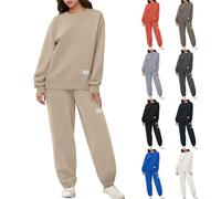 peiaclkde Lounge Wear Sets For Women Uk Tracksuit Womens Full Set Crew Neck Long Sleeve Tops Bottoms Gym Sets For Women 2 Piece Jogging Suit Autumn Winter Matching Tracksuit Jogging Gym Outfit