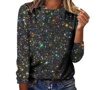 peiaclkde Sparkly Sequin Tops Sequin Tops For Women Uk Long Sleeve Tunic Top Plus Size Glitter Tees Crew Neck Pullover Christmas Shirts Women Festival Party Shining Tees Going Out Shirt Fall Clothes