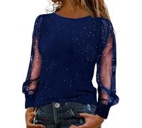 peiaclkde Sparkly Tops For Women Uk Glitter Sheer Mesh Long Sleeve Top Crew Neck Sequin Tee Elegant Dressy Blouse Plus Size Tunic Tops Christmas Tee Shirts Trendy Outfits For Casual & Party Wear