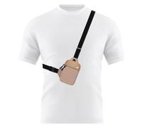 Peicees Mini Crossbody Sling Bag Dual Pocket Water Resistant Running Phone Holder Chest Shoulder Bag for Men Women Travel Gym, Khaki, S