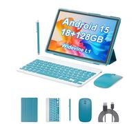 PEICHENG Android 15.0 10Inches Tablet, 18GB RAM+128GB ROM+2TB Expandable, Tab Set with Keyboard/Case/Mouse/Stylus, 2.0GHz Quad-core Processor, 1280 * 800 IPS HDScreen, 5G WiFi6 BT 5.0 (Blue)