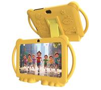 PEICHENG Kids Tablet 7 inch Android 12.0 for Toddler, 4GB RAM 32GB ROM Bluetooth IPS Screen Parental Control Dual Camera Shockproof Case for Educational Games (Yellow)