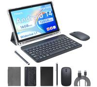 PEICHENG Tablet 11" Android 14.0 with Grey Case, RAM 16GB (4GB+12GB Expansion)+128GB ROM, 5G Wi-Fi, 8000 mAh, 5MP front/13MP Back Camera, Octa Core T606 1.6GHZ (P12 kit(case+Mouse+Keyboard+Stylus))