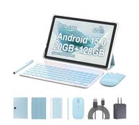 PEICHENG Tablet 11 inch Android 15 Octa-core, RAM 20GB (8+12Expand)+ROM 128GB, 9V/2A Fast Charging, 5MP+13MP Dual Cameras, Sky Blue (Tablet with Case/Mouse/Keyboard/Stylus Pen)