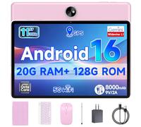 PEICHENG Tablet 11-inch Android 16 with Octa-core Processor, 18GB RAM 128GB ROM, 8000mAh All-Day Battery Life, 1280X800 HD IPS Touchscreen, 5MP+13MP Dual Cameras, Pink (P13Max+4Acce 2026)