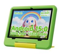 PEICHENG Tablet for Kids with EVA Protective Case, Android 15.0 Toddler Tab PC 10.1Inch RAM 20GB(4+16Expand) + ROM 128GB IPS 800 * 1280 5.0Bluetooth (Green)