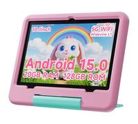 PEICHENG Tablet for Kids with EVA Protective Case, Android 15.0 Toddler Tab PC 10.1Inch RAM 20GB(4+16Expand) + ROM 128GB IPS 800 * 1280 5.0Bluetooth (Pink)