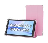 PEICHENG Tablet with Protective Case, 7" IPS 1024 * 600 Android 15.0 Tab PC RAM 8GB(3+5Expand)+ROM 32GB Bluetooth 5.0 WiFi6 2.4G+5G 2MP+5MP Dual Cameras (Pink)