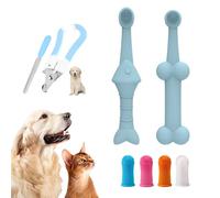 PEIFUKO Pet Toothbrush Kit with 360°, Pet Toothbrush/Toothbrush Finger/Pet Finger Scissors for Cat and Dog Dental Care,Dog Tooth Brush for Small & Large Pets,Professional Pet Nail Trimmers&Nail File