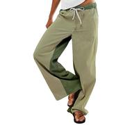 PEIHOT Low Rise Striped Pants for Women Pull On Drawstring Boho Wide Leg Jeans Trendy 2025, Green, Large
