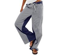 PEIHOT Low Rise Striped Pants for Women Pull On Drawstring Boho Wide Leg Jeans Trendy 2026, Darkblue, S