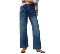 PEIHOT Womens High Waisted Wide Leg Jeans Trendy Stretchy Loose Flare Baggy High Rise Denim Pants with Pocket, Dusk Blue, 14