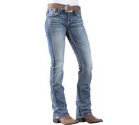 PEIHOT Women's Jeans 90s Vintage Bootcut Jeans High Stretch Mid Rise Straight Leg Ripped Jeans Boot Cut Pull On Denim Pants, 201-mid Blue, S