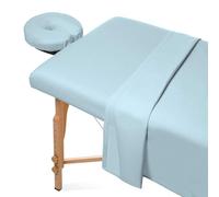PEIHUODAN 3-Piece Microfiber Massage Table Sheet Set - Premium Facial Bed Cover - Natural, Ultra-Light, Stain,Includes Flat and Fitted Sheets with Face Cradle Cover (Blue,185X80CM)
