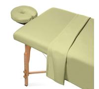 PEIHUODAN 3-Piece Microfiber Massage Table Sheet Set - Premium Facial Bed Cover - Natural, Ultra-Light, Stain,Includes Flat and Fitted Sheets with Face Cradle Cover (Green,185X80CM)
