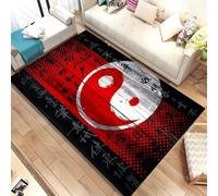 PEIHUODAN 3D Cool Oriental Taiji Metaphysical Boys Gaming Carpet, Teenagers Kids Bedroom Game Decorative Rug, Cool Flame Tai Chi Area Rug, Anti-slip Floor Mat for Living Room (Colour 2,100x120cm)