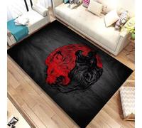 PEIHUODAN 3D Cool Oriental Taiji Metaphysical Boys Gaming Carpet, Teenagers Kids Bedroom Game Decorative Rug, Cool Flame Tai Chi Area Rug, Anti-slip Floor Mat for Living Room (Colour 1,160x230cm)