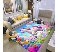 PEIHUODAN 3D Dreamy Blue Purple Unicorn Flower Rainbow Flannel Rug - Soft Non-Slip Area Rugs for Girls Bedroom Decor, Cute Fantasy Theme Carpet for Kids Room Decoration Game Room, 100x150 cm, Color 4